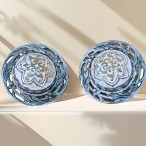 Vintage‎ Large Disc Silver Gold and Cream Clip On Earrings